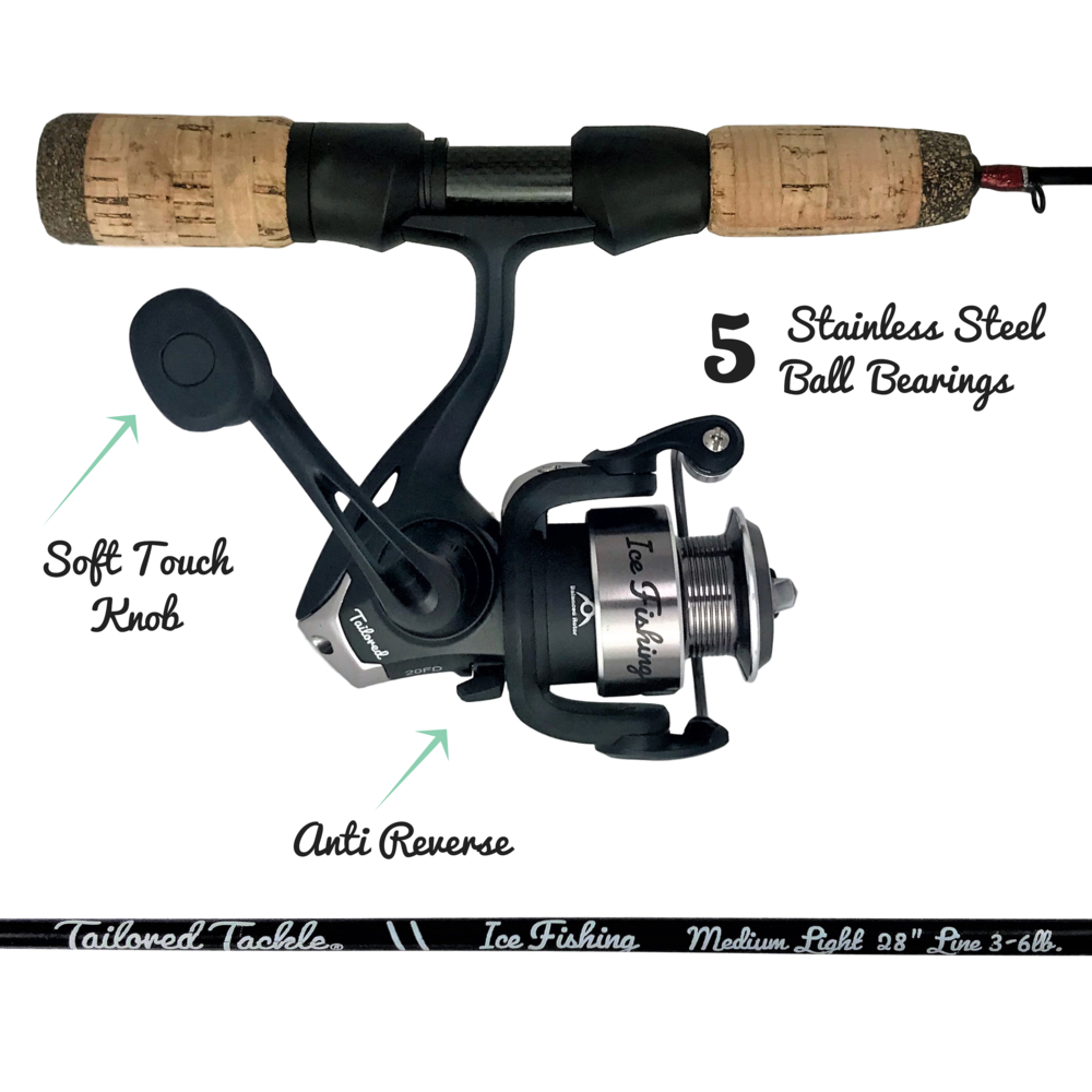 Optimax Ice Fishing Pan Fishing Combo OPT-101 Reel 28" Medium Rod NEW 