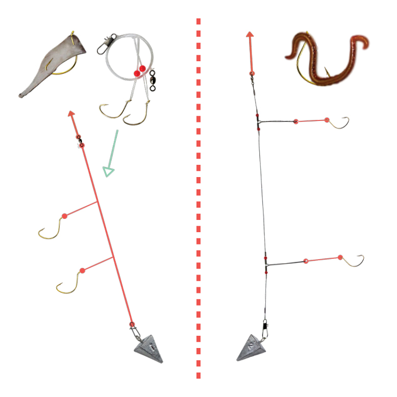 HI LO BOTTOM FISHING RIGS ~ POMPANO TROUT SNOOK DRUM BLACKFISH FLOUNDER 1/0 Hook 