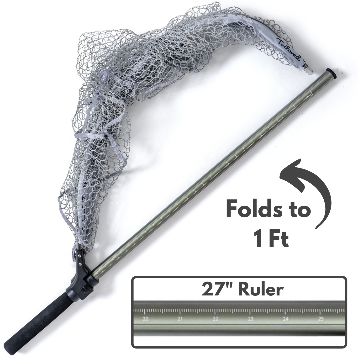 Floating Fishing Net, Fishing Landing Net with Foldable Collapsible  Telescopic Pole Handle, Rubber Coated Mesh Folding Fly Fish Net for Bass  Trout